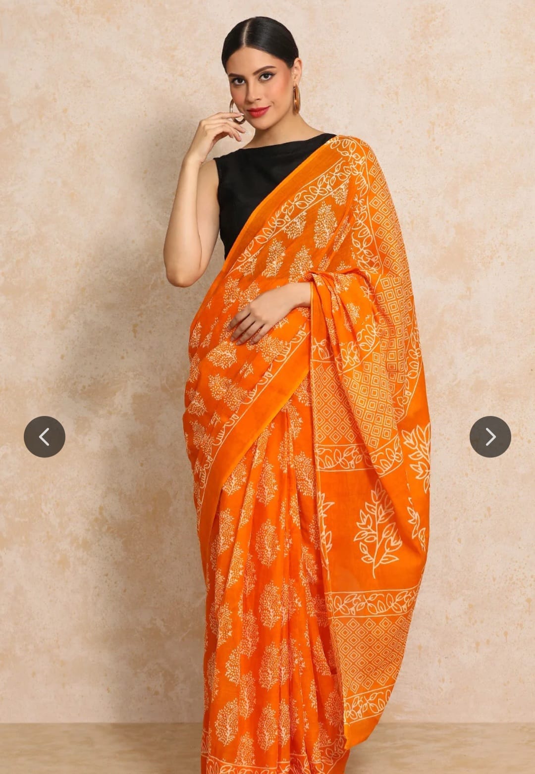 Bagru Block Print Cotton mulmul Sarees  (45)