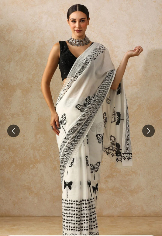 Bagru Block Print Cotton mulmul Sarees  (46)