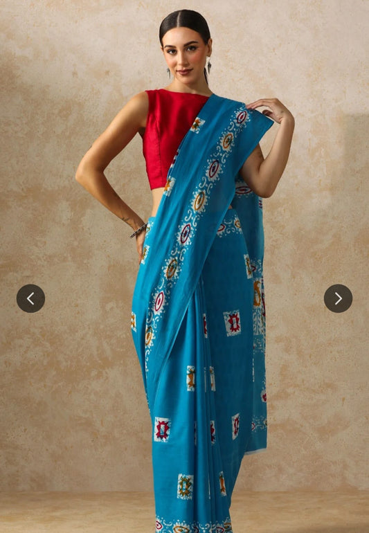 Bagru Block Print Cotton mulmul Sarees  (51)