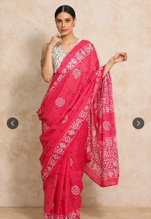 Bagru Block Print Cotton mulmul Sarees  (71)