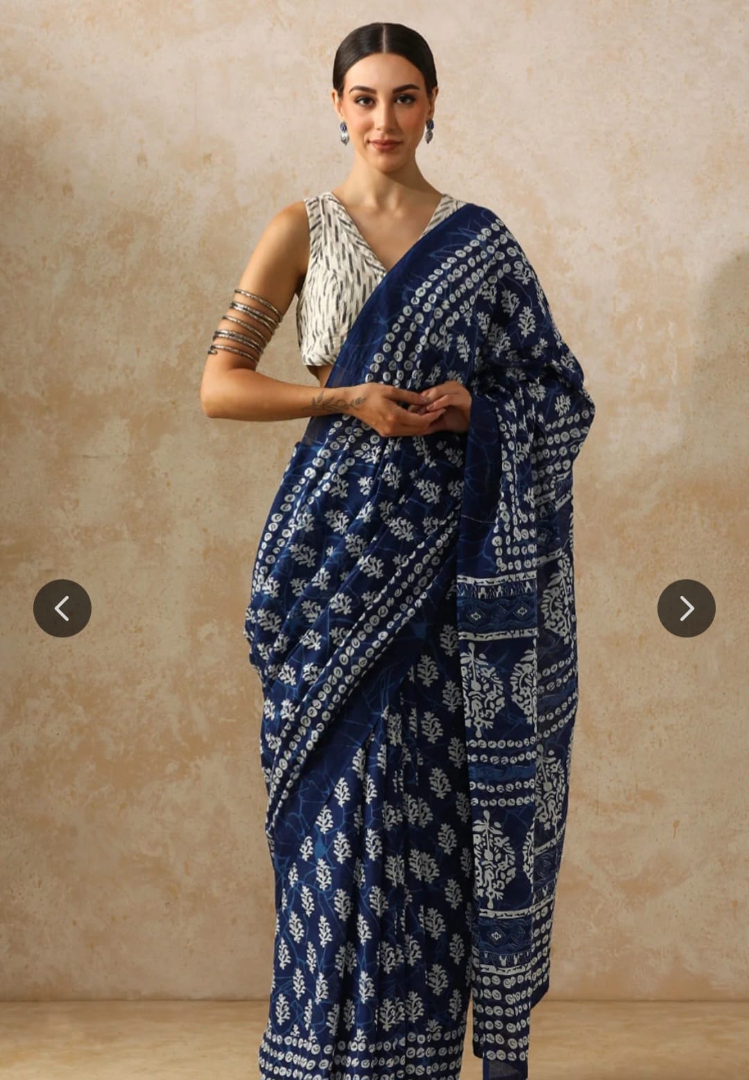 Bagru Block Print Cotton mulmul Sarees  (73)