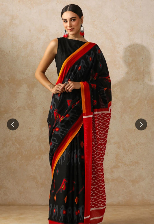 Bagru Block Print Cotton mulmul Sarees  (81)