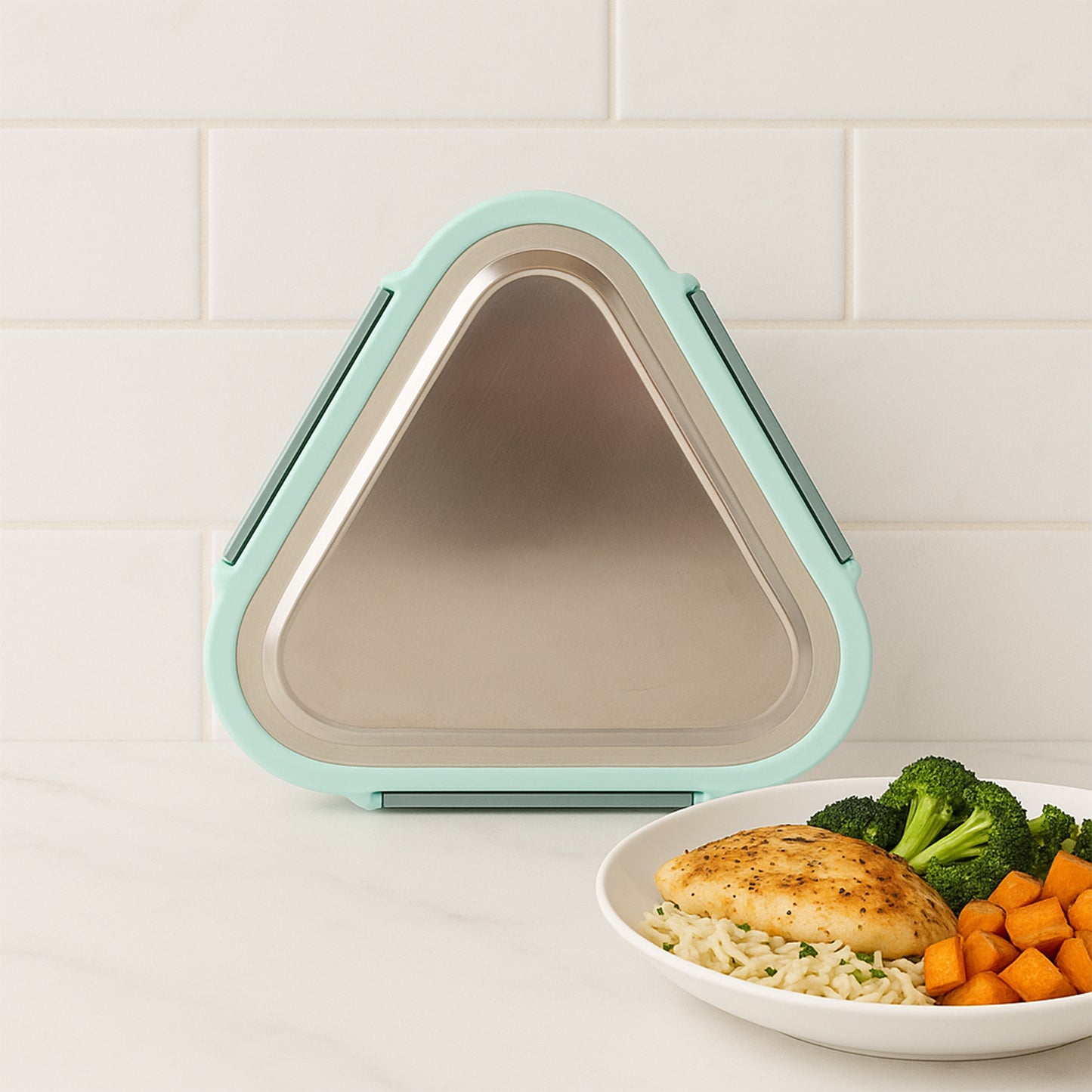 Trinity 2-piece Stainless Steel Triangle Lunch Box Set