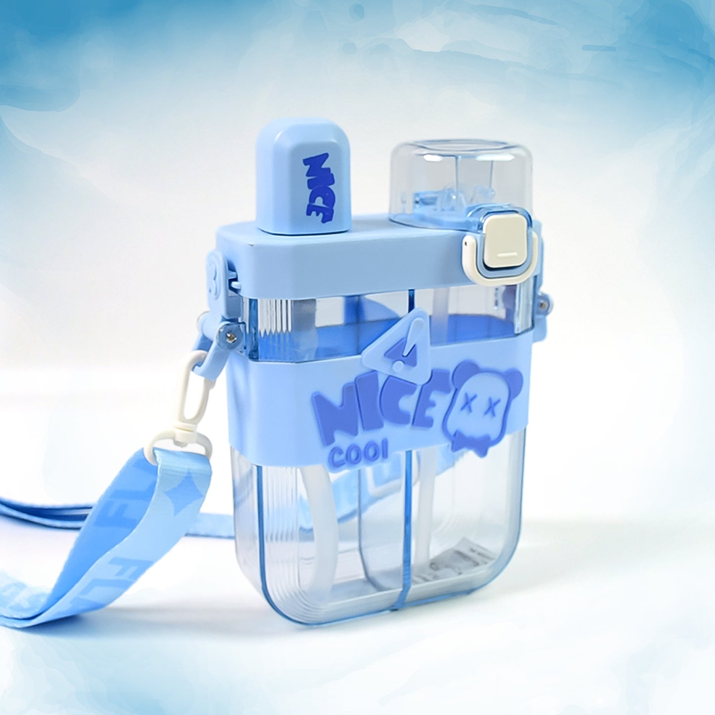 Dual Compartment Water Bottle With Straw