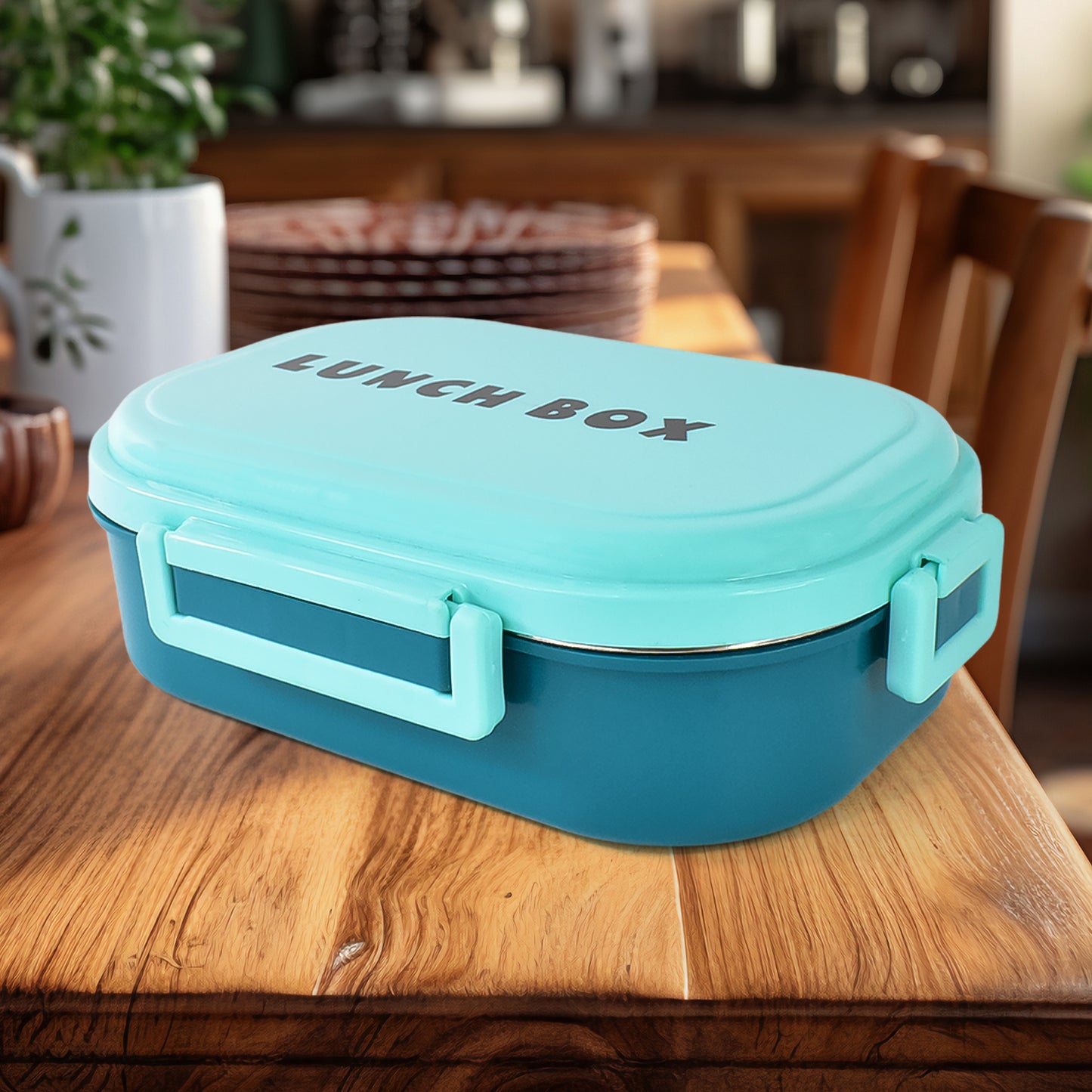 3 In 1 Spicy Bite Stainless Steel Lunch Box With Box  Spoon (1 Set)