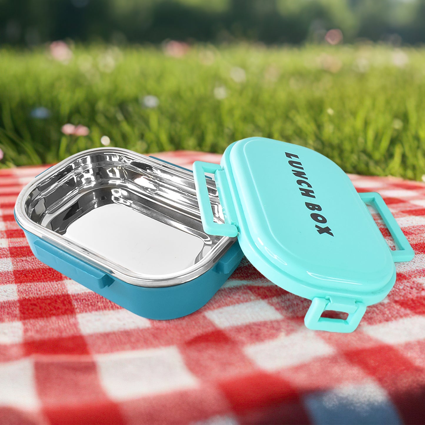 3 In 1 Spicy Bite Stainless Steel Lunch Box With Box  Spoon (1 Set)