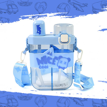 Dual Compartment Water Bottle With Straw