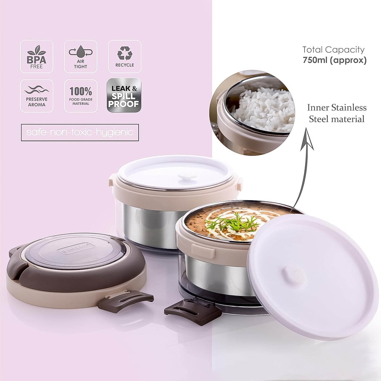 Steko-2 Double Layer Stainless Steel Insulated Lunch Box Set