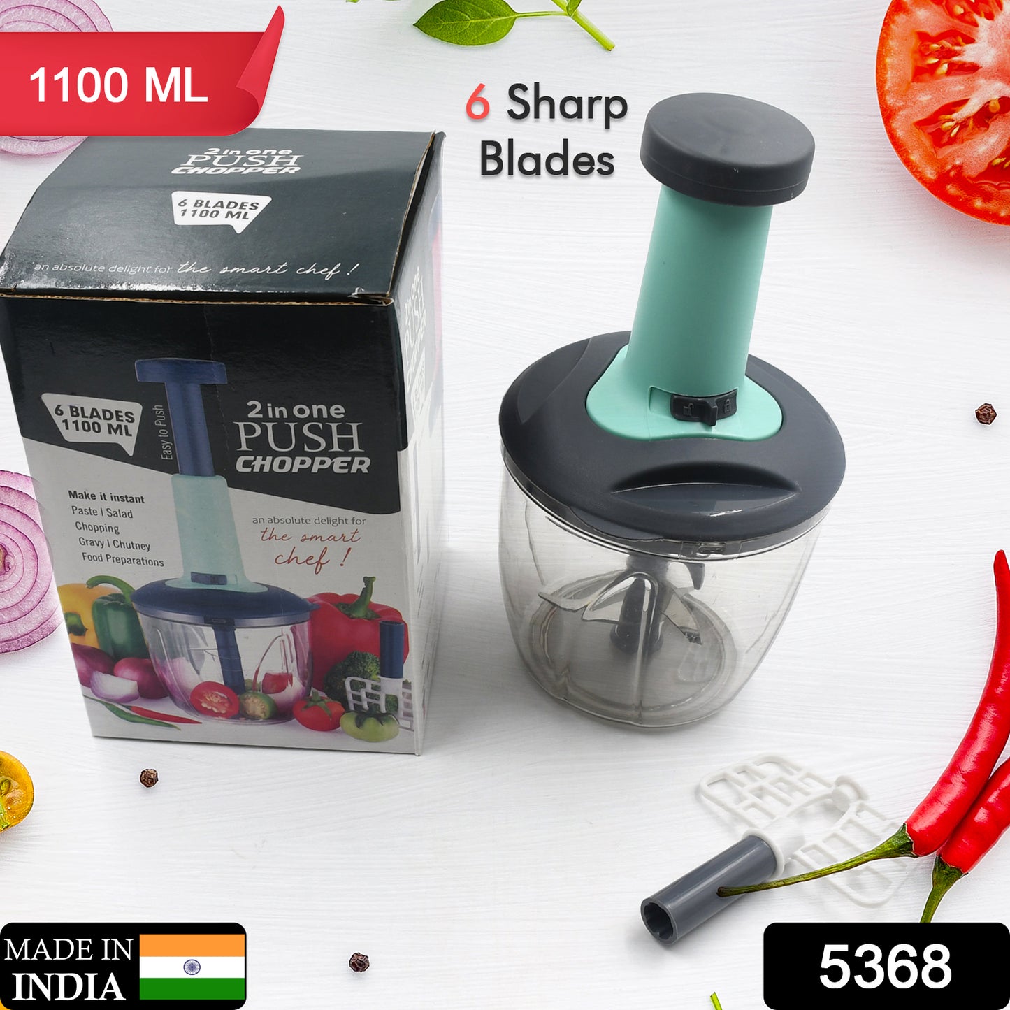 2 In 1 Push Up Chopper With Blender