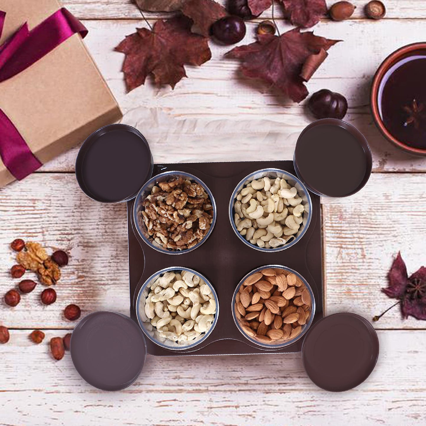 Airtight Plastic 4 Pc Storage Container Set With Tray